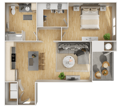 a floor plan of a 1 bedroom apartment